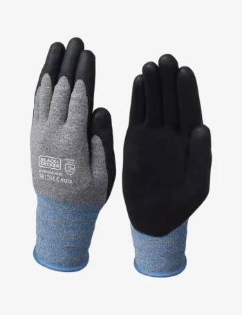 BLACKDECKER Grey &amp Black Safety Nitrile Coated Gloves Size-L BXPG0330IN