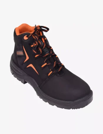 Black High Ankle Lace-Up Safety Shoes BXWB0131IN