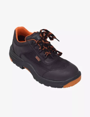 Black Grain Leather Low Ankle Safety Footwear BXWB0161IN