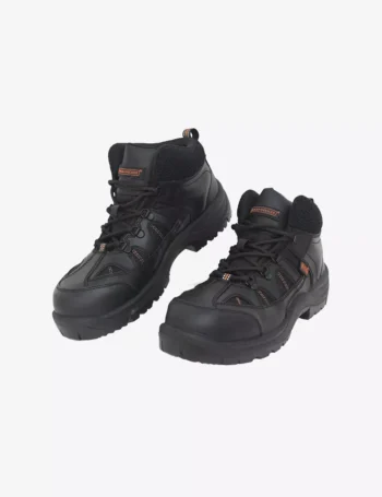 Buff Black Grain Crazy Horse Leather & Black Cordura Safety Shoes