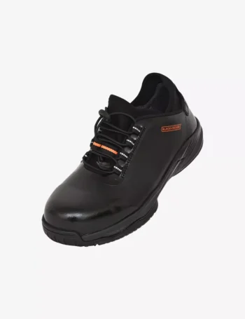 Black Microfiber with Raised Printing on Toe Safety Shoes BXWB0205IN