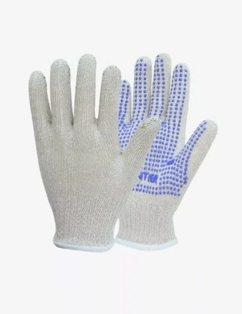Cotton Knitted Single Dotted Gloves White FT604SD