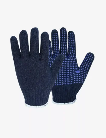 Cotton Knitted Single Dotted Gloves Navy Blue FT605SD