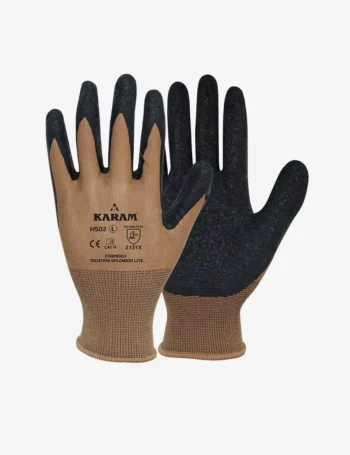 Polyester Liner with Natural Latex Coating Black Safety Gloves HS02