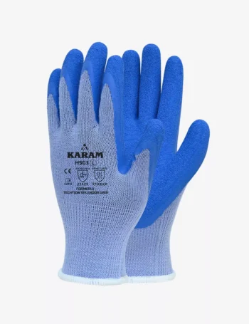 Polycotton Liner with Natural Latex Coating Blue Safety Gloves HS03(L)