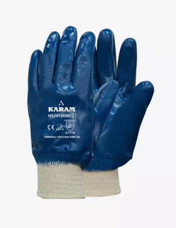 Cotton Jersey Liner with Nitrile Coating Knit Wrist Safety Gloves HS201(KW)
