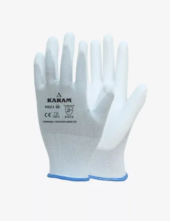 Polyester Liner with Polyurethane Coating (White) Safety Gloves HS23