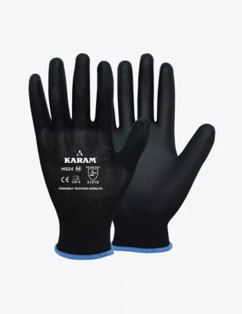 Polyester Liner with Polyurethane Coating (Black) Safety Gloves HS24