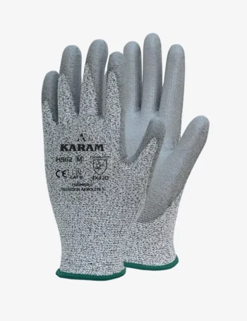 HPPE Glass Liner with Polyurethane Coating Grey Safety Gloves HS62