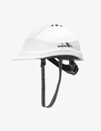 Safety Helmet with Protective Peak with Ratchet Type Adjustment and Ventilation Slots PN542